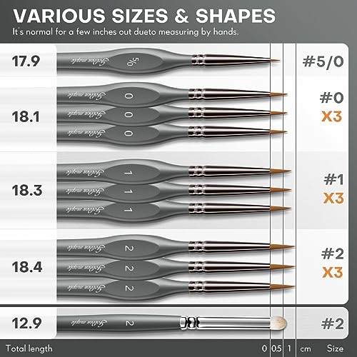 Golden Maple Miniature Paint Brushes Drybrush-10pcs Model Detail Paint Brush Set, Small Fine tip Brushes for Acrylic, Watercolor & Paint by Number, Figurine - style: 10GY