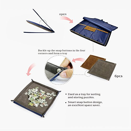 Lavievert 1500 Piece Jigsaw Puzzle Board with Padded Cover, Portable Case with 6 Sorting Trays & Detachable Board, Puzzle Caddy Storage Saver with Non-Slip Surface for Adults - size: Up to 1500 pcs