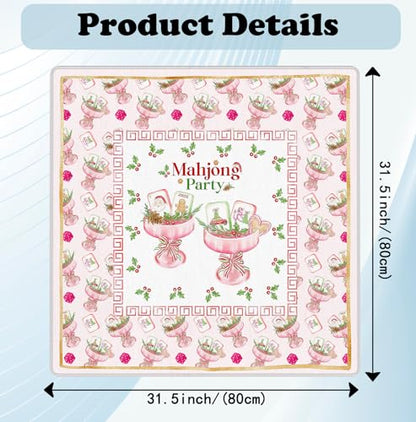 Pink Christmas Mahjong Mat 31.5" x 31.5", Red Christmas Bow Cocktail Non-Slip Noise Reduction Mahjong Table Cover Accessories and Supplies for Dominoes Poker Card Board and Tile Games Gifts - color: Red Christmas Bow