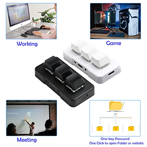 iKKEGOL Mini USB Type C Wired 3 Key Mechanical Keypad 9 Keys Fully Progammable Macro Gaming Keyboard,One- Handed Control RGB Light HID Pad (Black)