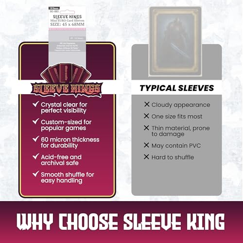 Sleeve Kings Mini Euro Card Sleeves 45 x 68 mm – 110 Pack, Extra Clear 60 Micron Polypropylene, Acid-Free, PVC-Free – SKS-8803 - size: 45 x 68 mm, style: Mini Euro