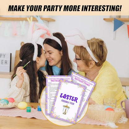 Easter Friendly Feud Game, Funny Easter Party Games, Spring Friendly Feud Trivia Quiz for Family Kids Adults, Spring Bunny & Eggs Holiday Party Supplies -15 - color: Easter Basket-purple
