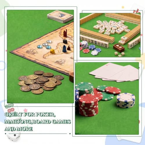 Newwiee Grass Green 36 Inch Felt Card Game Tablecover Round 36in to 48in Tablecloth Poker Table Cover Round Elastic Table Mat for Playing Cards Mahjong - color: Grass Green