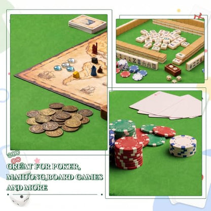 Newwiee Grass Green 36 Inch Felt Card Game Tablecover Round 36in to 48in Tablecloth Poker Table Cover Round Elastic Table Mat for Playing Cards Mahjong - color: Grass Green