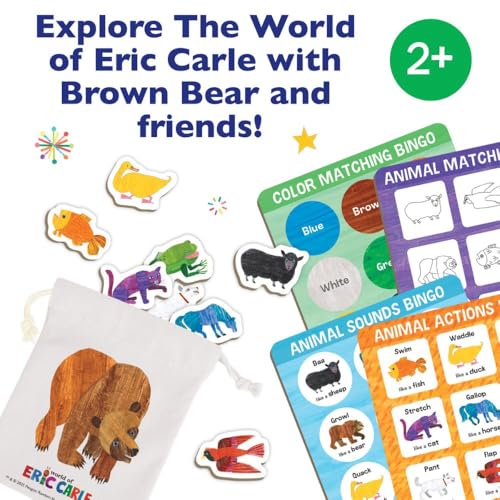 Peaceable Kingdom World of Eric Carle Board Game | A fast, replayable board game. Includes 9 wooden animals and 2 double-sided bingo boards. Ages 2+.