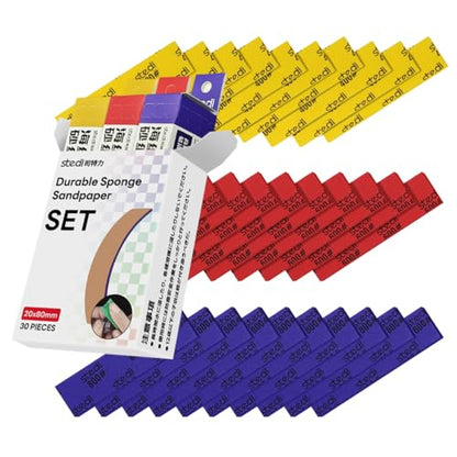 stedi Sanding Sponge 30PCS 3mm Sponge Sandpaper #400#600#800 | Wet Dry Sandpaper,Sanding Block,Sandpaper Sheets,Gunpla Surface Finishing,3d print sanding kit,3m sanding sponge - style: 3mm Sanding Sponge Strips#400 to #800(30PCS)