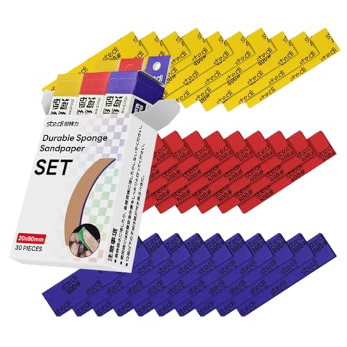 stedi Sanding Sponge 30PCS 3mm Sponge Sandpaper #400#600#800 | Wet Dry Sandpaper,Sanding Block,Sandpaper Sheets,Gunpla Surface Finishing,3d print sanding kit,3m sanding sponge - style: 3mm Sanding Sponge Strips#400 to #800(30PCS)