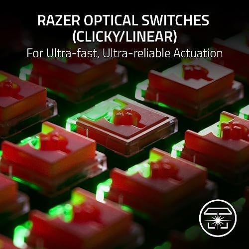 Razer DeathStalker V2 Gaming Keyboard: Low Profile Optical Switches Clicky Purple - Durable Coated Keycaps - Aluminum Top Plate - Multi Function Roller & Media Button - Chroma RGB - Snap Tap - color: Classic Black, style: V2