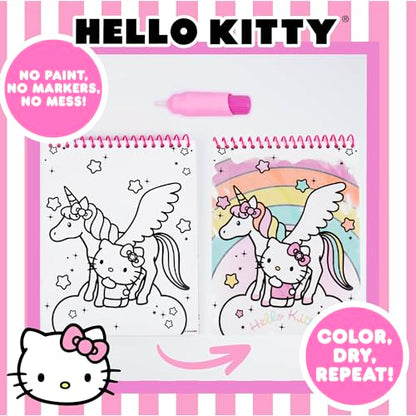 Hello Kitty Aqua Art Pad, 4 Art Pages, On The Go Reusable Water-Reveal Activity Pad, Mess Free Arts and Crafts, Paint with Water Brush Set, Kids Toys, Sanrio Stuff, Hello Kitty Craft Kits for Kids 3+ - style: Hello Kitty