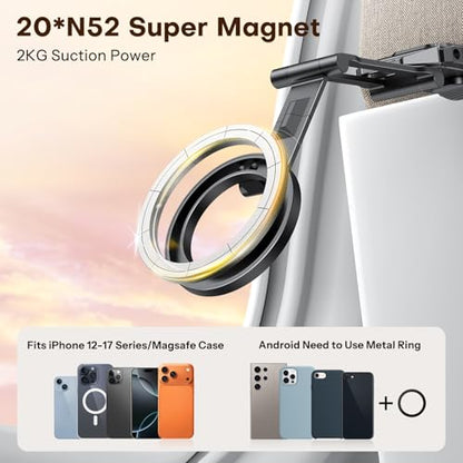 OMOTON 360°Rotating for MagSafe Tripod with 1/4"Screw Arca, Black&Black Pro | Adjustable Magnetic Phone Tripod for iPhone 17/16/15 Pro Max Air, Fold Selfie Stick Fits Vlog, Gym, Travel Essentials, 2Pcs - color: 9-Black&Black Pro