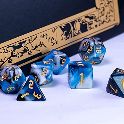 5 Sets DND Dice Polyhedral Dice Set (35pcs) with 1 Large Leather Bag, D&D Dice Set for RPG Table Games. (5Sets-Tricolor) - color: 5sets-tricolor