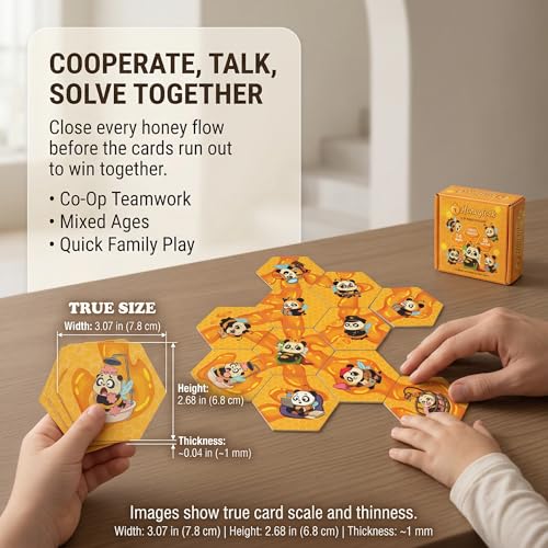 Honeylock Co-Op Strategy Board Game – Solo Friendly Hex Card Puzzle Game for 1–6 Players, Quick 10–15 Min Family Board Game for Teens & Adults, Tile-Matching Hive Puzzle, 55 Cards