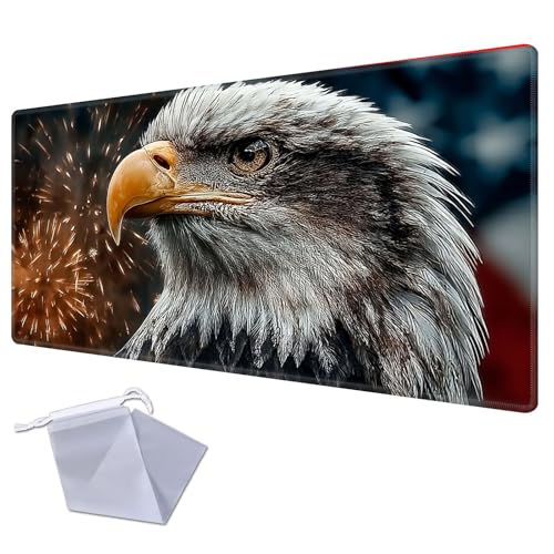 Bald Eagle Fireworks Playmat for TCG Playmat - USA 250th Anniversary Commemorative Edition, 1776-2026 Patriotic Card Game Mat, Anti-Slip Desk Pad Large Gaming Playmat Compatible with MTG - color: Bald Eagle Fireworks, size: 24" x 14" Regular