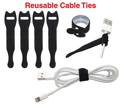 Desktop Cable Organizer, Weighted, Eco-Friendly Silicone, No Bad Smell, Bundled with 4 Reusable Cable Ties (White) - color: White, Small