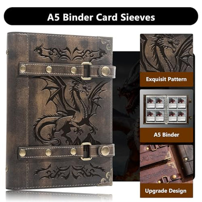 Trading Card Binder – 4-Pocket 240 Cards,Sturdy Card Collection Album | Card Holder Folders For MTG,TCG,Game Cards & Sports Cards Accessories Gift(x1-Dragon-Khaki) - color: x1-Dragon-Khaki