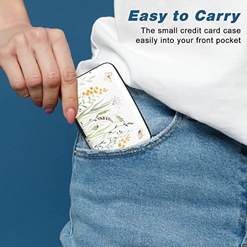 Credit Card Holder, Mini Aluminum Card Wallet RFID Blocking Slim Metal Hard Card Case for Women Men, Butterfly Flowers - color: Butterfly Flowers