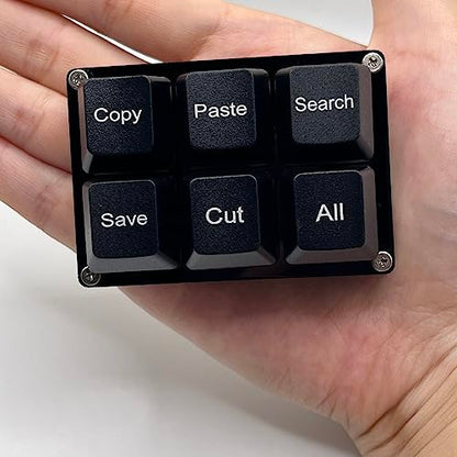 BTXETUEL Copy Paste Search Save Cut All 6-Key Keyboard One Handed OSU Keypad Programmable Mechanical Shortcut Macro Keyboard for Working and Gaming (Black) | Hot-swappable Mini Mechanica RGB Keypad for Macros and Rhythm Games Office Work Shortcut Keys - c