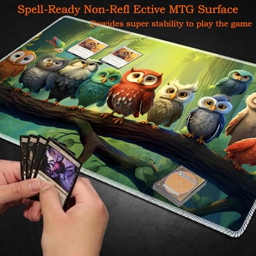 for MTG Playmat Non-Slip Rubber Play Mat with Storage Bag Combination, Ideal for Card Game Lovers TCG Play Mat, Owl - color: Owl