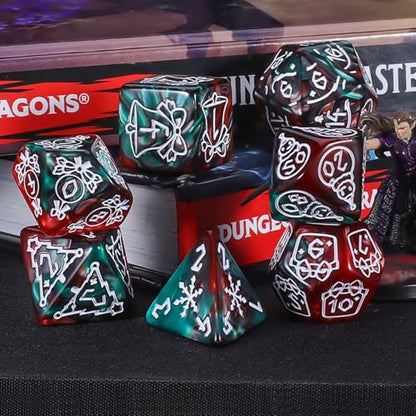 CiaraQ Polyhedral Dice Set - DND Role Playing Dice | Acrylic RPG Dice for Dungeons and Dragons MTG Table Games, Multi-Color, 42pcs - color: Red & Green/Red/Green/Pink/Yellow/White