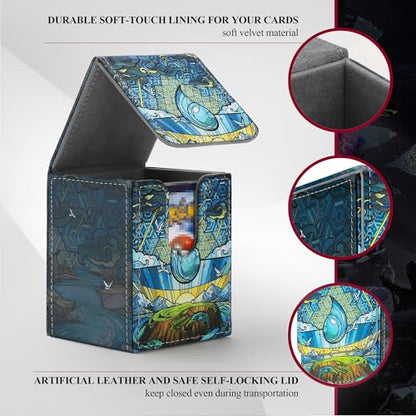 Card Deck Box for MTG Card Storage Box Holds 100 Plus Single Sleeved Cards with Trading Cards Games TCG Yugioh etc. (Light Blue) - color: Light Blue