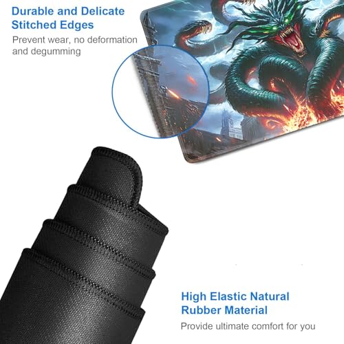 for MTG Game Playmat - 24 x 14 inches with Dices and Storage Bags, Non-Slip Base for TCG and Board Game Card Mats, Trading Card Games Mat, Demon Dragon Pattern Collectible Card Playmats - color: Jv-playmat-p7-1-g193
