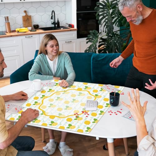 Yellow Lemon Mahjong Mat 31.5"x31.5", Summer Citrus Lemon Stripes Non-Slip Noise Reduction Gaming Mat for American Mahjong Poker Card Board Games Dominoes - color: Citrus Lemon