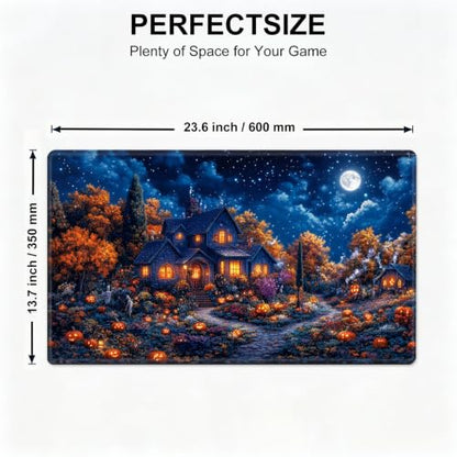 for MTG Playmat, Custom Trading Card Game Mat 23.6 x 13.7 in | Autumnal Pumpkin Grove Premium Non-Slip Rubber Base, Water-Resistant & Stitched Edges, Personalized High-Definition Art - color: Autumnal Pumpkin Grove, size: 24" x 14" Regular