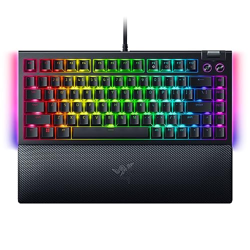 Razer BlackWidow V4 75% Mechanical Gaming Keyboard: Hot-Swappable Design - Compact & Durable - Orange Tactile Switches - Chroma RGB - MF Roller & Media Keys - Comfortable Wrist Rest - Black (Renewed) - color: black / black