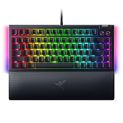 Razer BlackWidow V4 75% Mechanical Gaming Keyboard: Hot-Swappable Design - Compact & Durable - Orange Tactile Switches - Chroma RGB - MF Roller & Media Keys - Comfortable Wrist Rest - Black (Renewed) - color: black / black