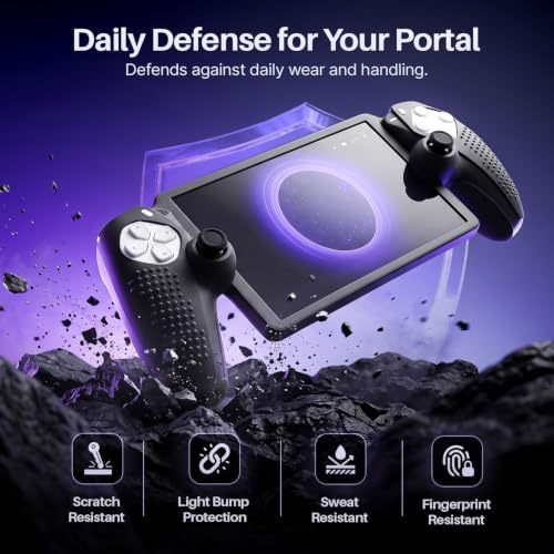 TNP Black Silicone Case Cover Skin Compatible with PlayStation Portal | Protective soft-grip shell for steadier handheld play; 1 flexible cover only, console and thumb grips not included - color: Black