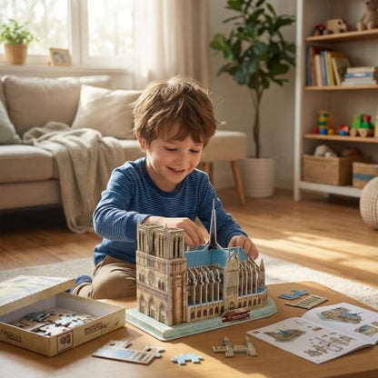 Architecture World Famous of 3D Puzzle.Build Your Own Collection of 17 Global Landmarks (Notre Dame, Colosseum) - Educational DIY Model Kit for Kids & Adults. (Notre Dame DE Paris) - color: Notre Dame De Paris