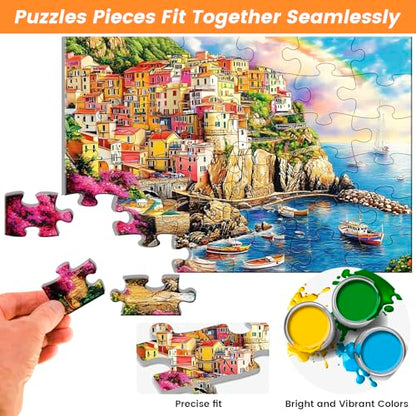 4 Pack 36 Large Piece Puzzle for Seniors Dementia Alzheimer Puzzles | Dementia Products Activities for Elderly Adults Lake Farm Easy Jigsaw Puzzle Memory Cognitive Games with 4 Storage Bags - style: 4Pack 36 Large Pieces-1