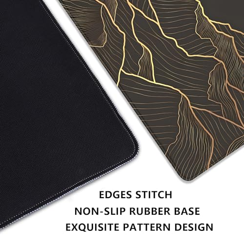 Gold Mountains Mouse Pad Desk Pad,Extended Gaming Mouse Mat with Stitched Edges Non-Slip Waterproof Rubber Base Mous Mat for Office,Computer,Keyboard,Laptop and Home Desk Pad(27.5X11.8 in) - color: Gold Mountain