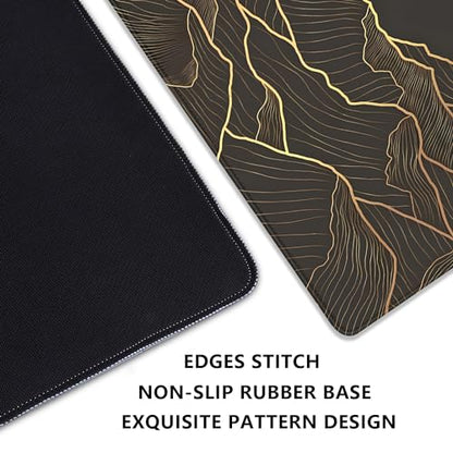 Gold Mountains Mouse Pad Desk Pad,Extended Gaming Mouse Mat with Stitched Edges Non-Slip Waterproof Rubber Base Mous Mat for Office,Computer,Keyboard,Laptop and Home Desk Pad(27.5X11.8 in) - color: Gold Mountain