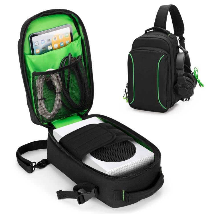 PGmoon Sling Carrying Case Compatible with Xbox Series S Game Console | Storage Travel Bag for Wireless Controllers and More Accessories (Patent Design)