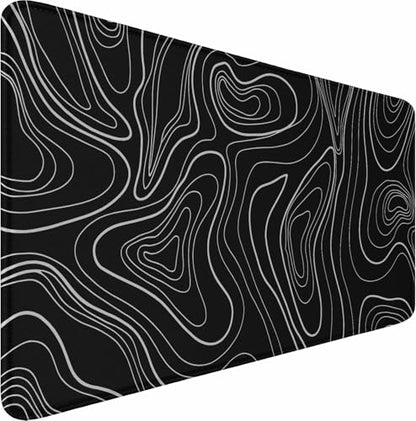 Extra Large Gaming Mouse Pad 31.5 x 11.8 in, Waterproof Mousepad with Stitched Edges, Premium Microfiber Cloth Surface, Non-Slip Base Keyboard Desk Mat for Home Office Gaming, Black White Lines - color: Black White Lines, size: 31.5L x 11.8W inches