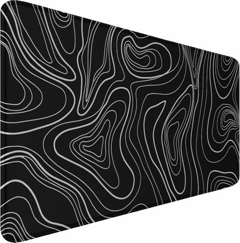 Extra Large Gaming Mouse Pad 31.5 x 11.8 in, Waterproof Mousepad with Stitched Edges, Premium Microfiber Cloth Surface, Non-Slip Base Keyboard Desk Mat for Home Office Gaming, Black White Lines - color: Black White Lines, size: 31.5L x 11.8W inches
