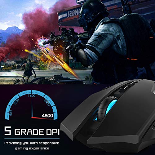 TECKNET Wireless Mouse-USB Ergonomic Optical Cordless Mouse with 8 Buttons,12-Month Battery Life,4800 DPI Optical Tracking,High-Precision 5 Adjustable DPI for PC/Mac/Laptop