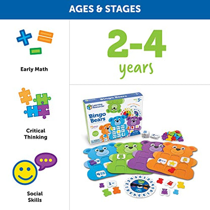 Learning Resources Bingo Bears - Custom Bingo Game for Kids, Matching Games for Toddlers 3-5, Toddler Board Games, Practice Counting and Color Recognition, Preschool and Kindergarten Classroom Toys