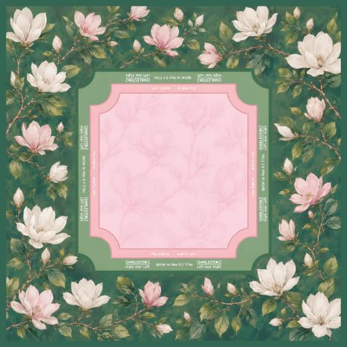 Tropical Mahjong Mat for Table - 3mm Non-Slip American Mahjong Mats - Waterproof Quiet Coastal Lemon Pineapple Design - Includes Carrying Bag & Gift Box - No Crease Surface (Magnolia Serenity) - color: Magnolia Serenity