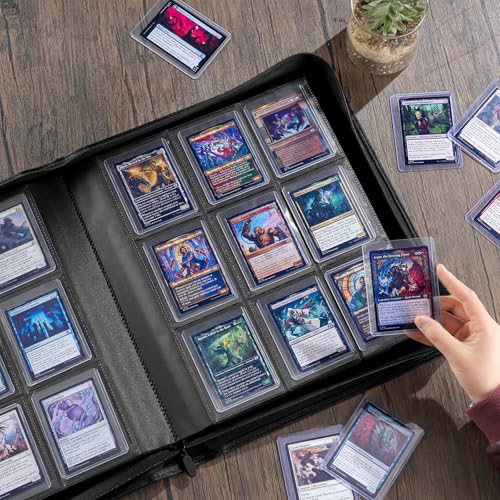 ProCase Top Loader Binder, 9 Pocket Holds 324 Toploaders, Black | Non-PVC Pockets Waterproof PU Leather Binder for Trading Cards or Sports Cards, Compatible with TCG, MTG in 3"x4" Toploader - color: 2-Black