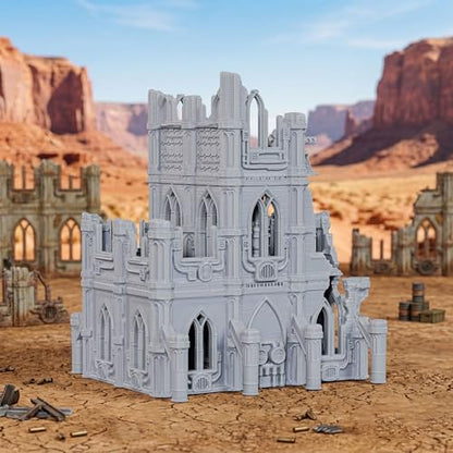 DND Terrain for Trench Crusade – 28mm Ruined Cathedral Building AF1166 | Unpainted Multilevel Gothic Ruins Tabletop Scenery for Dungeons and Dragons, Wargame Map Props