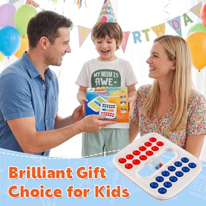Kiditos Pop Math Game for Kids Ages 4-8, Fidget Board with Built-in Dice | Addition and Subtraction Practice, Sensory Fidget Play, Classroom, Homeschool and Travel Learning - color: Red & Blue