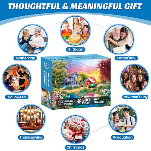 500 Pieces Puzzle for Adults,Country Life Puzzle,Recycled Cardboard Nature Landscape Jigsaw Puzzles 500 Piece,Challenging Game Home Decor Birthday Party Gift Toy for Adults Seniors 20.5 * 15 in - style: Countryside Scenery