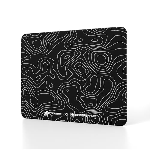 Attack Shark CM05SE Glass Gaming Mousepad,Nano-Micro-Etched Texture,Smooth Glass Surface,High Accuracy,Fast-Moving,Anti-Scratch, PU Leather Super Non-Slip Base,Small Size(16.1×12.2"),Black Contour - color: Black contour, size: 16.1L x 12.2W inches