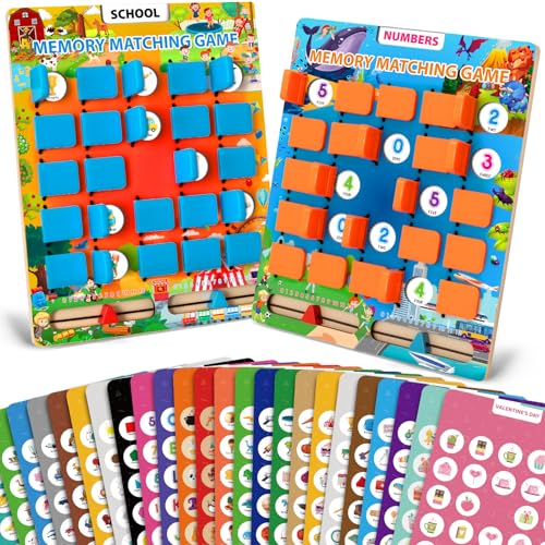 Matching Memory Game for Kids, 2 Pack Travel Toy for Toddlers Boys Girls | Road Trip Travel Essentials for Kids Ages 3 4 5 6 7 8 Years Old, Airplane, Car, Camping Activity, Christmas Birthday Gifts