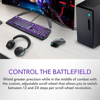 Alienware Wireless Gaming Mouse AW610M, 16000 DPI, 400 IPS, 7 Buttons | USB Wired, Optical Sensor, Programmable Controls, 1000Hz Polling, RGB Lighting, Dark Side of the Moon - color: AW610M - Dark Side of the Moon