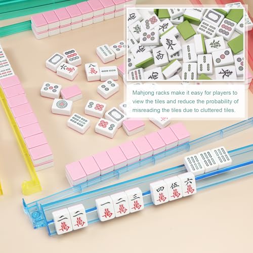 Mahjong Racks with Pushers 4PCS Set Majiang Tile Holder Acrylic Mahjong Racks Accessories and Gifts - color: 4 Color