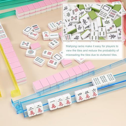 Mahjong Racks with Pushers 4PCS Set Majiang Tile Holder Acrylic Mahjong Racks Accessories and Gifts - color: 4 Color