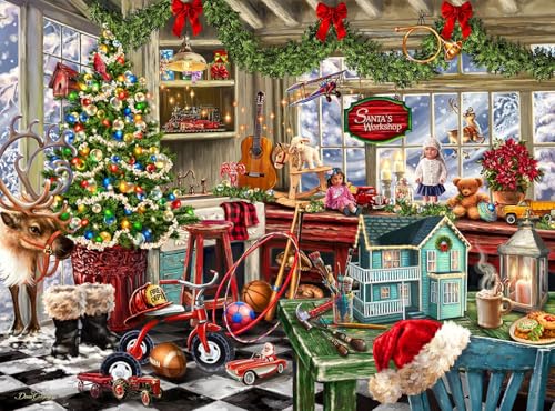 Springbok's Santa's Workshop 1000 Piece Jigsaw Puzzle by Artist Dona Gelsinger Features The Famous Christmas Workshop of Santa's Elves - style: Santa's Workshop
